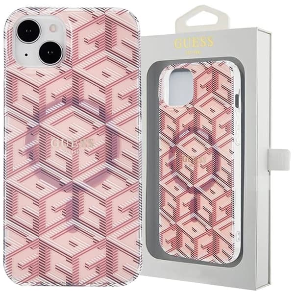 Guess IML GCube MagSafe beskyttelsesdeksel for iPhone 15/14/13 - rosa