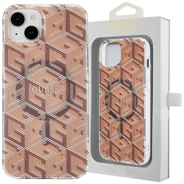 Guess IML GCube MagSafe beskyttelsesdeksel iPhone 15 / 14 / 13 - brun
