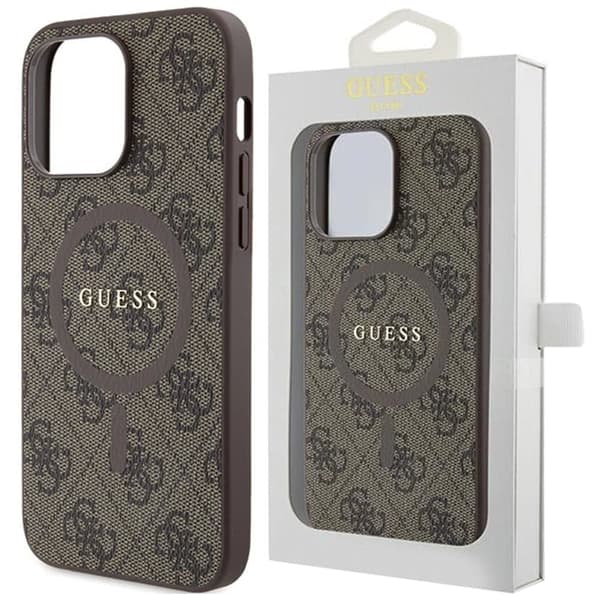 Guess 4G Collection Leather Metal Logo MagSafe-deksel til iPhone 11 / XR - Brun