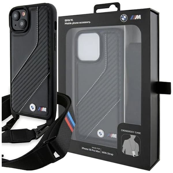 BMW M Edition Carbon Stripe & Strap Deksel til iPhone 15/14/13 - Svart