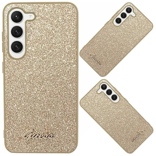 Guess Glitter Script-deksel til Samsung Galaxy S24+ - Gull