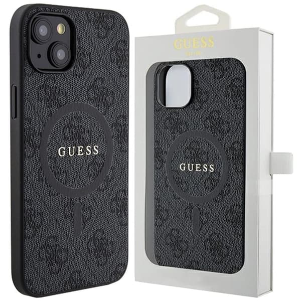 Guess 4G Collection Leather Metal Logo MagSafe-deksel til Samsung Galaxy S24 - Svart