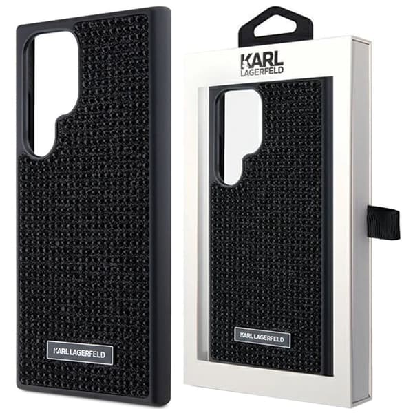 Karl Lagerfeld Rhinestone Metal Logo Deksel til Samsung Galaxy S24 Ultra - Svart
