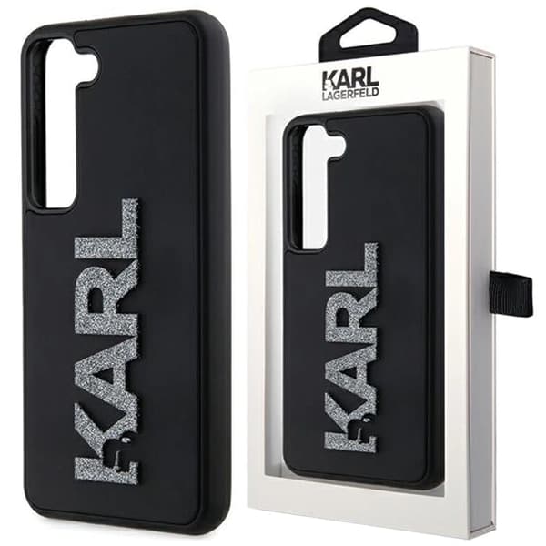 Karl Lagerfeld 3D Gummi Glitter Logo Deksel til Samsung Galaxy S23+ - Svart