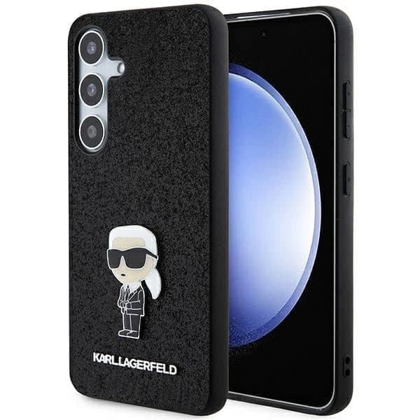 Karl Lagerfeld Fast Glitter Ikonik Logo Metal Pin Deksel til Samsung Galaxy S24 - Svart