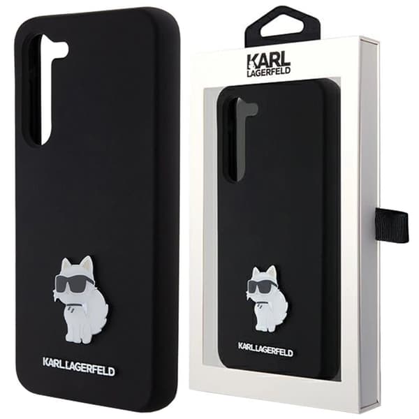 Karl Lagerfeld Silikon Choupette Metal Pin Deksel til Samsung Galaxy S23 - Svart