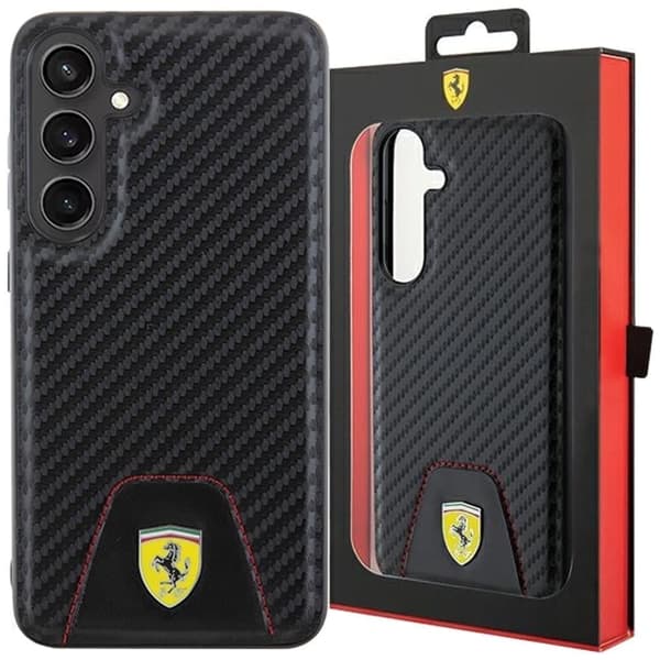 Ferrari Carbon Stitched Bunn Deksel til Samsung Galaxy S24+ - Svart