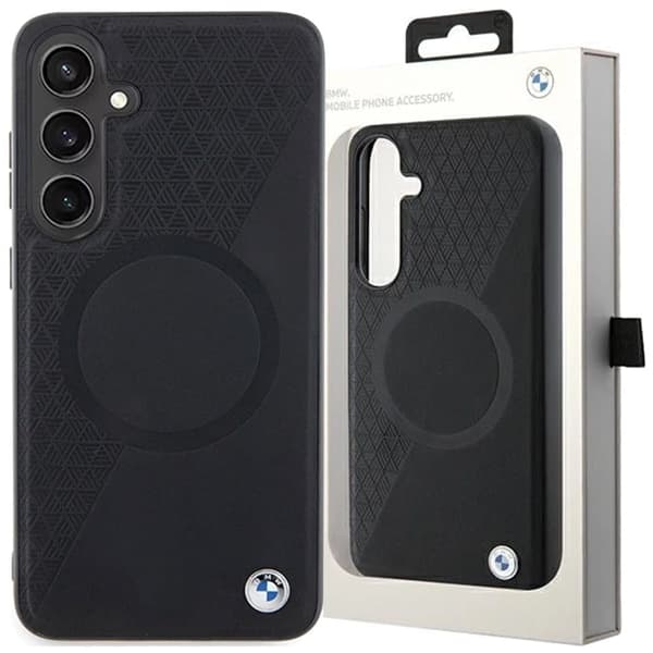 BMW Signature Leather Half Textured & Circle MagSafe-deksel til Samsung Galaxy S24+ - Svart