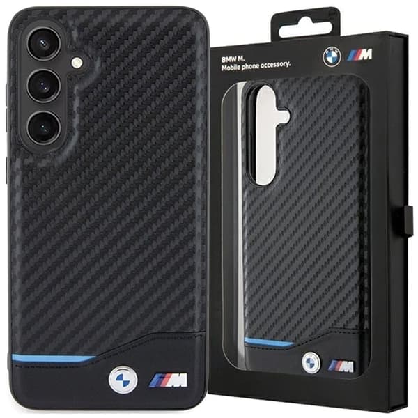 BMW Leather Carbon deksel til Samsung Galaxy S24+ - svart