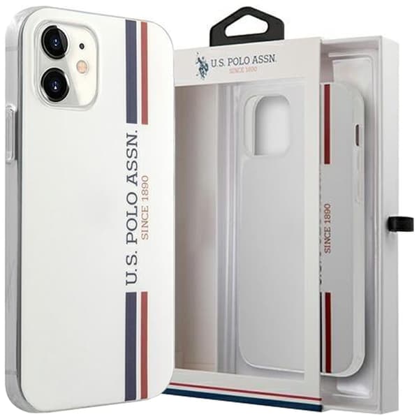 Saken med USA Polo Assn. Tricolor Collection for iPhone 12 mini - hvit