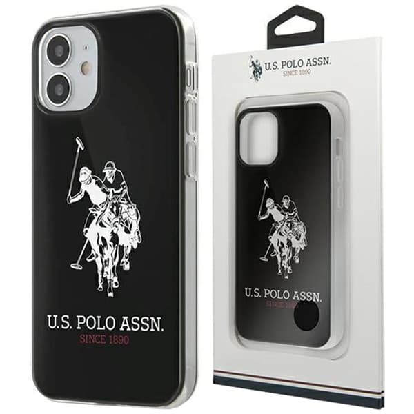 Saken med USA Polo Assn. Shiny Big Logo for iPhone 12 mini - svart Shiny Big Logo
