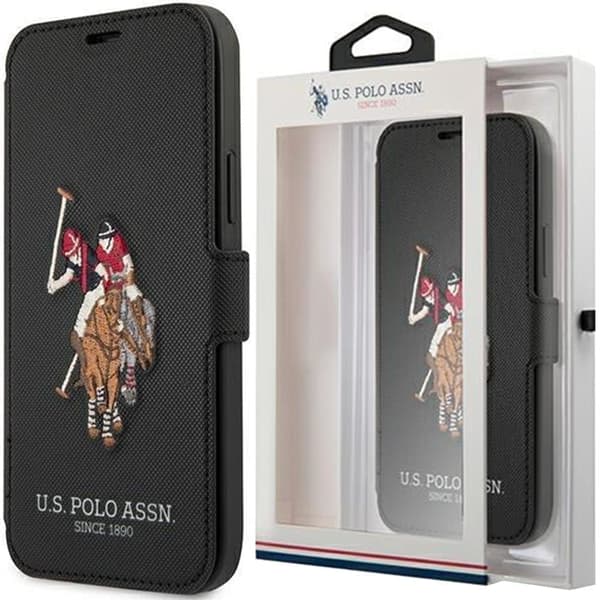US Polo USFLBKP12MPUGFLBK iPhone 12/12 Pro 6.1 Black/Black Book Polo Embroidery Collection
