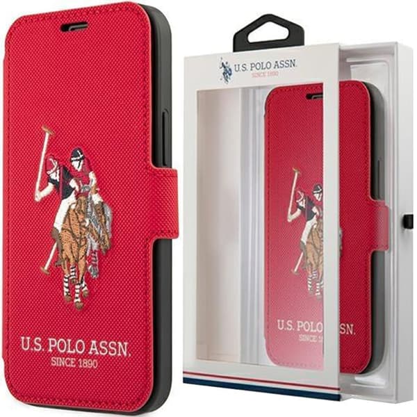 US Polo USFLBKP12SPUGFLRE iPhone 12 mini 5.4 rød/rød bok Polo Embroidery Collection
