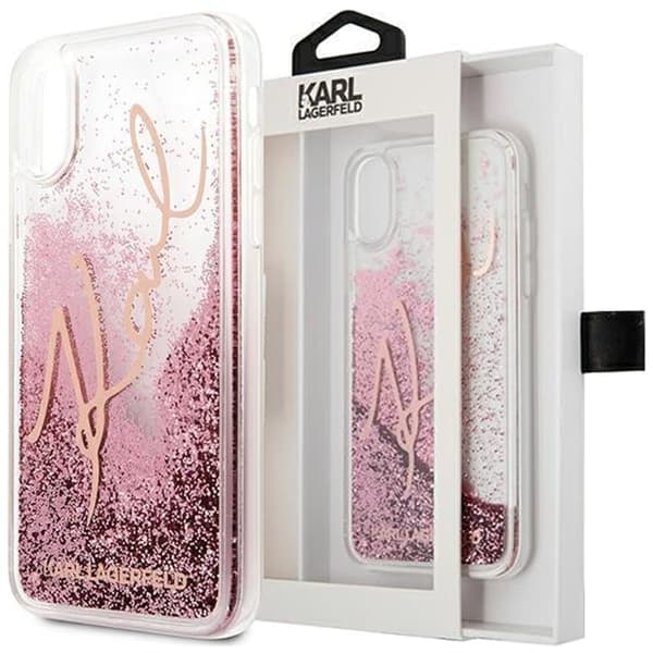 Karl Lagerfeld KLHCPXTRKSRG iPhone X/Xs Rose gull/Rosegull Glitter Signatur