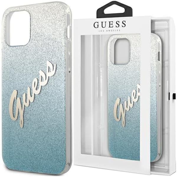 Guess GUHCP12LPCUGLSBL iPhone 12 Pro Max 6.7 blå/blå hardt deksel Glitter Gradient Script