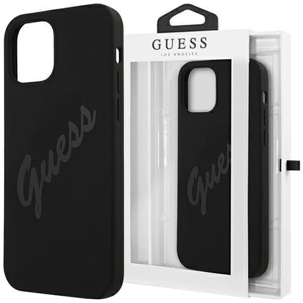 Guess GUHCP12SLSVSBK iPhone 12 mini 5.4 svart/svart hardt deksel Script Vintage