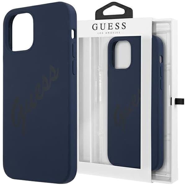 Guess GUHCP12LLSVSBL iPhone 12 Pro Max 6.7 blå/blå hard veske Script Vintage