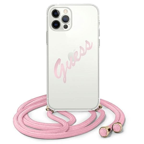 Guess GUHCP12MCRTVSPI iPhone 12/12 Pro 6.1 rosa/rosa hardt deksel Script Vintage
