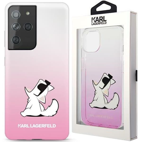Karl Lagerfeld KLHCS21LCFNRCPI S21 Ultra G998 Hard Case Rosa/Rosa Choupette Fun