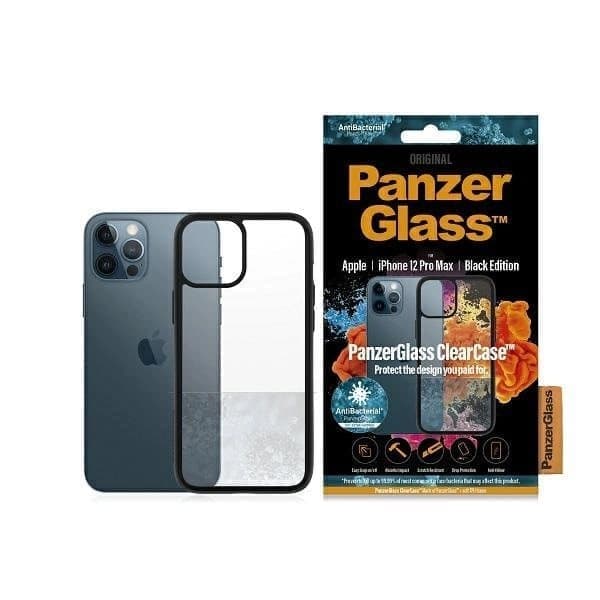 Antibakteerinen PanzerGlass ClearCase kotelo iPhone 12 Pro Maxille - läpinäkyvä ja musta