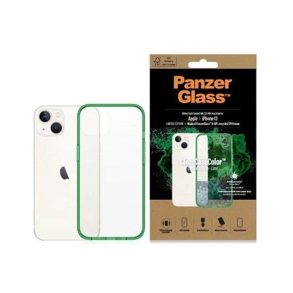 PanzerGlass ClearCase antibakterielt deksel med militærsertifisering for iPhone 13/14/15 - Gjennomsiktig grønn