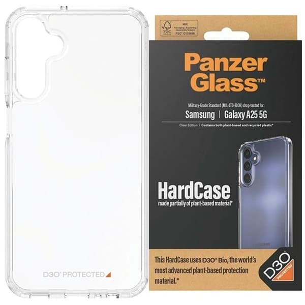 PanzerGlass HardCase D3O® Bio og Military Grade Sertifisert for Samsung Galaxy A25 5G - Gjennomsiktig