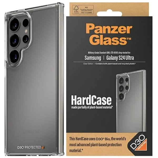 PanzerGlass HardCase D3O® Bio og Military Grade Sertifisert for Samsung Galaxy S24 Ultra - Gjennomsiktig