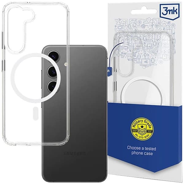 3mk MagCase-deksel med magnetmodul til Samsung Galaxy S23 5G - gjennomsiktig