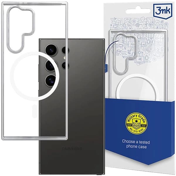 3mk MagCase-deksel med magnetmodul til Samsung Galaxy S23 Ultra - gjennomsiktig