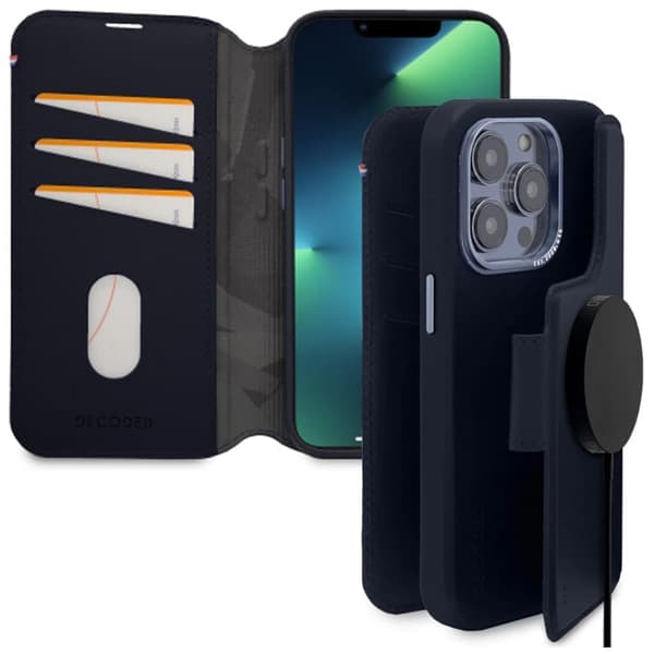 Dekodet avtakbar lommebok - MagSafe-kompatibelt lærveske for iPhone 14 Pro (marine)