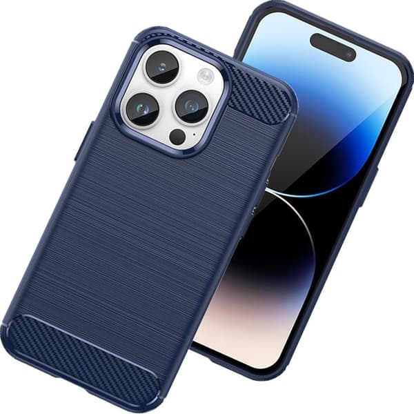 Carbon Case iPhone 14 Pro deksel, fleksibelt gel bakdeksel, blå