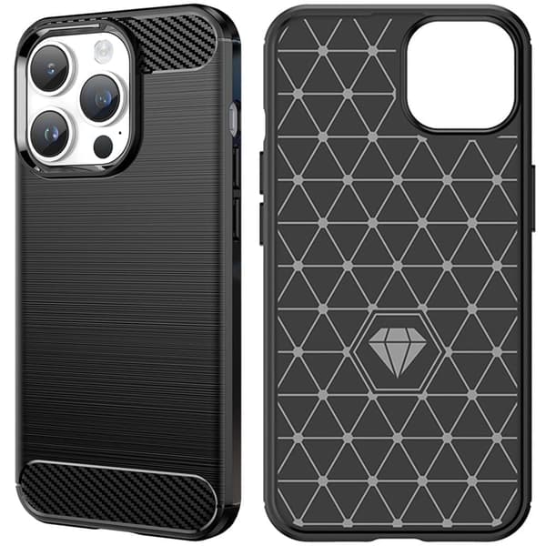 Carbon Case iPhone 14 Pro deksel, fleksibelt gel bakdeksel, svart