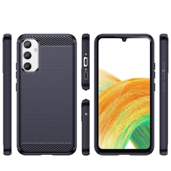 Karbonveske til Samsung Galaxy A54 5G fleksibel silikonkarbonbeskyttelse, blå