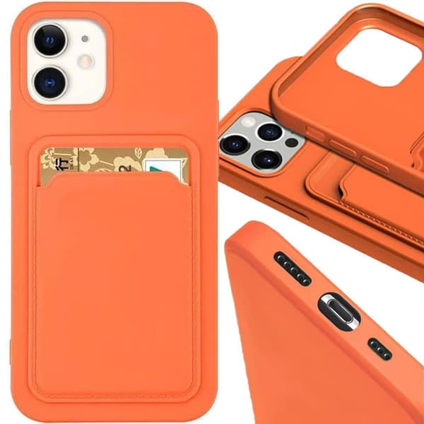 Card Case silikon lommebokveske med kortspor? dokumenter for iPhone 13 Pro Max oransje