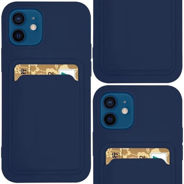 Card Case silikon lommebokveske med kortspor? dokumenter for Samsung Galaxy A22 4G Marineblå