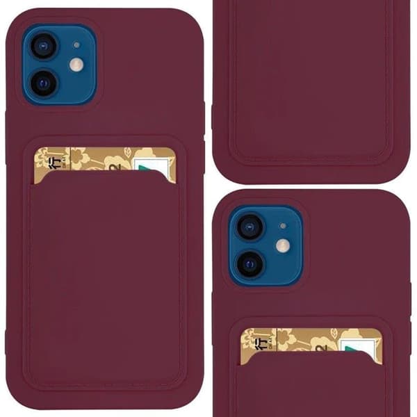 Card Case silikon lommebokveske med kortspor? dokumenter for Samsung Galaxy A42 5G Burgundy