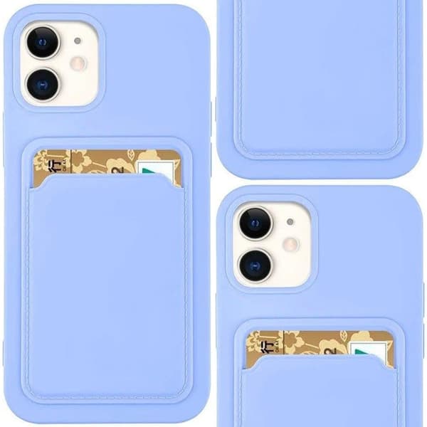 Card Case silikon lommebokveske med kortspor? dokumenter for Samsung Galaxy A72 4G lilla