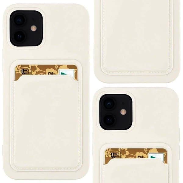 Card Case silikon lommebokveske med kortspor? dokumenter Samsung Galaxy S21+ 5G (S21 Plus 5G) for hvit