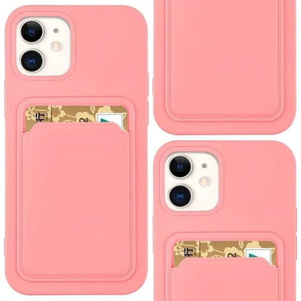 Card Case silikon lommebokveske med kortspor? dokumenter for Samsung Galaxy S22+ (S22 Plus) rosa