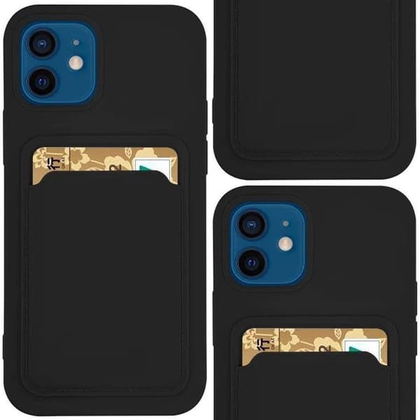 Card Case silikon lommebokveske med kortspor? dokumenter for Samsung Galaxy S22+ (S22 Plus) svart