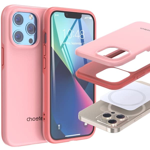 Choetech MFM Anti-drop-deksel laget for MagSafe-deksel til iPhone 13 Pro rosa (PC0113-MFM-PK)
