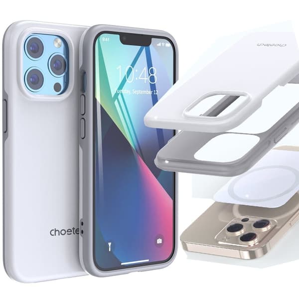 Choetech MFM Anti-drop-deksel laget for MagSafe-deksel for iPhone 13 Pro hvit (PC0113-MFM-WH)