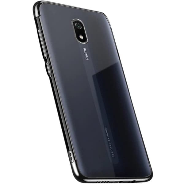 Klar fargeveske, Gel Shell, Metallrammeveske for Xiaomi Redmi 8A, svart