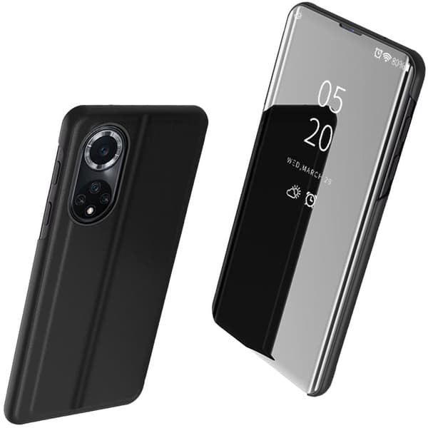 Clear View-deksel Huawei nova 9-deksel med klaff, svart