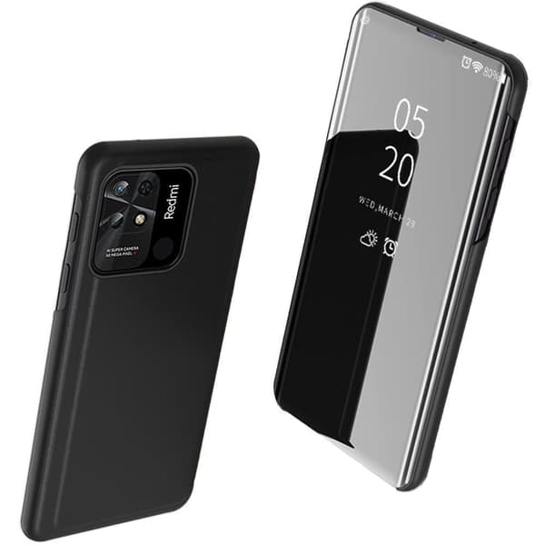 Clear View Case Xiaomi Redmi 10C deksel med klaff, svart