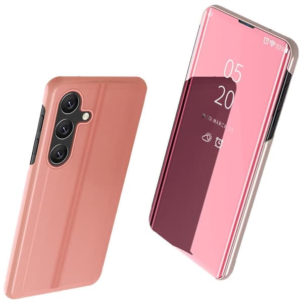 Clear View-deksel til Samsung Galaxy A54 5G med klaff rosa