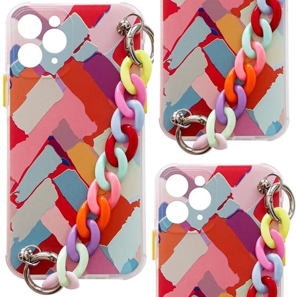 Color Chain Case Gel fleksibel veske med kjedesmykker for Samsung Galaxy S21 5G flerfarget telefon (3)