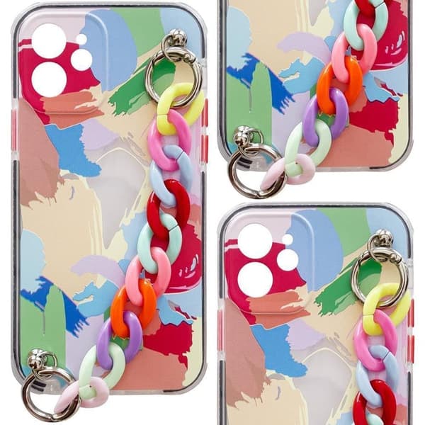 Color Chain Case Gel fleksibel veske med kjedesmykker for Samsung Galaxy S21 5G flerfarget telefon (4)