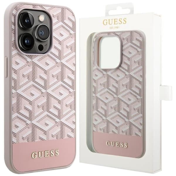 Guess GCube Stripes MagSafe GUHMP14LHGCFSEP-deksel til iPhone 14 Pro - rosa