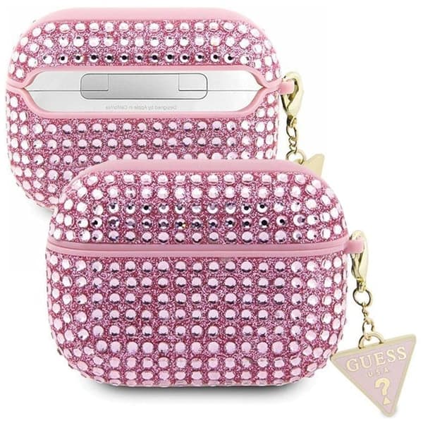 Guess GUAP2HDGTPP-deksel for AirPods Pro 2-deksel - Rosa Rhinestone Triangle Charm
